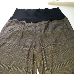 Brown plaid wide leg pants